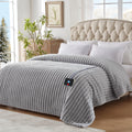 Westinghouse Electric Blanket Twin Size, Super Cozy Luxury Faux Fur & Sherpa Heated Blanket with 10 Heating Levels & 1-12 Hours Auto Off, Fast Heating Blanket, Machine Washable, 62x 84 Inch Light Grey