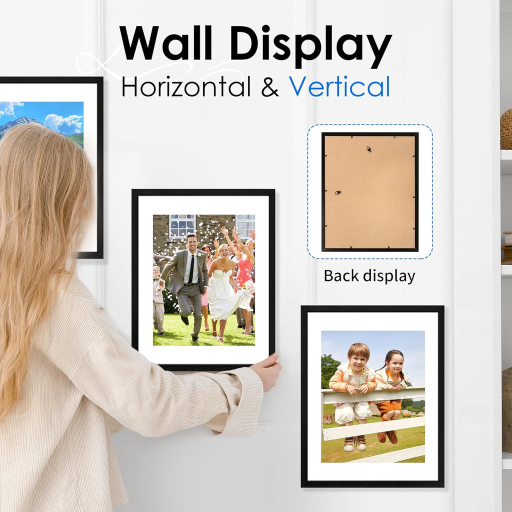 FIXSMITH 11x14 Picture Frame 1 Pack, Photo Frame with HD Plexiglass, Display Pictures 8x10 with Mat or 11x14 Without Mat, Black Picture Frames Collage Wall Decor, Gallary Wall Frame