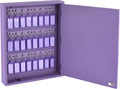 Acrimet 24-Key Cabinet with Lock, Wall Mount Wooden Key Organizer, Security Key Storage Box (24 Positions) with Numbered Hooks & Clear Purple Key Tags – Commercial & Home Use (Purple)