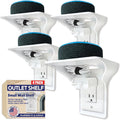 BeraTek Power Perch Wall Outlet Shelf with Cord Storage Strap - Declutter & Reclaim Bathroom Counter Space - Echo Dot Stand, Homepod Mini Wall Mount, Smart Home Devices Organizer - White, 4-Pack