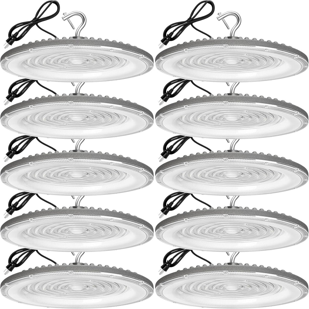 10 Pack 250W UFO Led High Bay Light,120VAC,5000K Daylight Commercial Bay Lighting,IP66 Waterproof,41050LM,1150W MH/HPS with Plug Area Light for Warehouse/Shop/Workshop/Barn/Gym/Factory