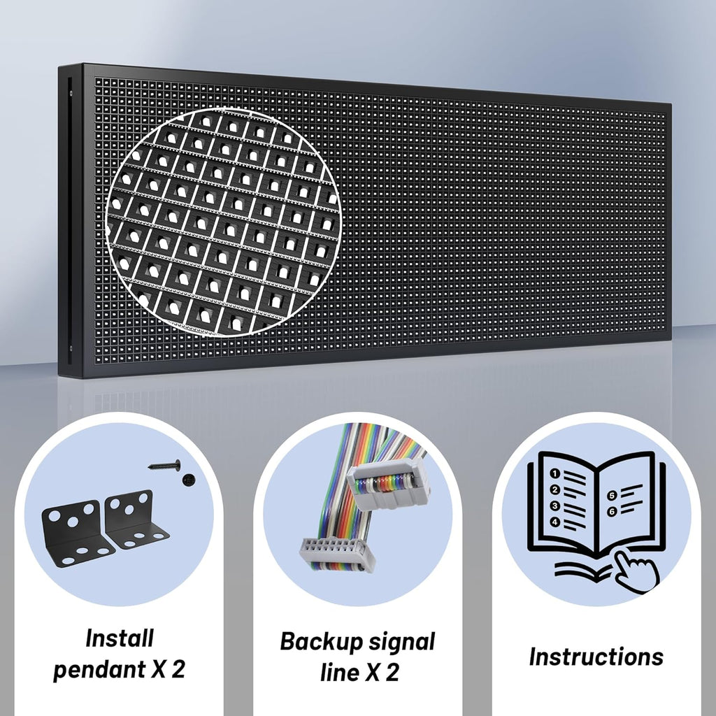 ‌Kochenkore P10 Programmable LED Sign, 39"x14" Scrolling Display, Waterproof Outdoor Digital Signage with WiFi Control, Indoor RGB Advertising Message Board for Business & Store Signs