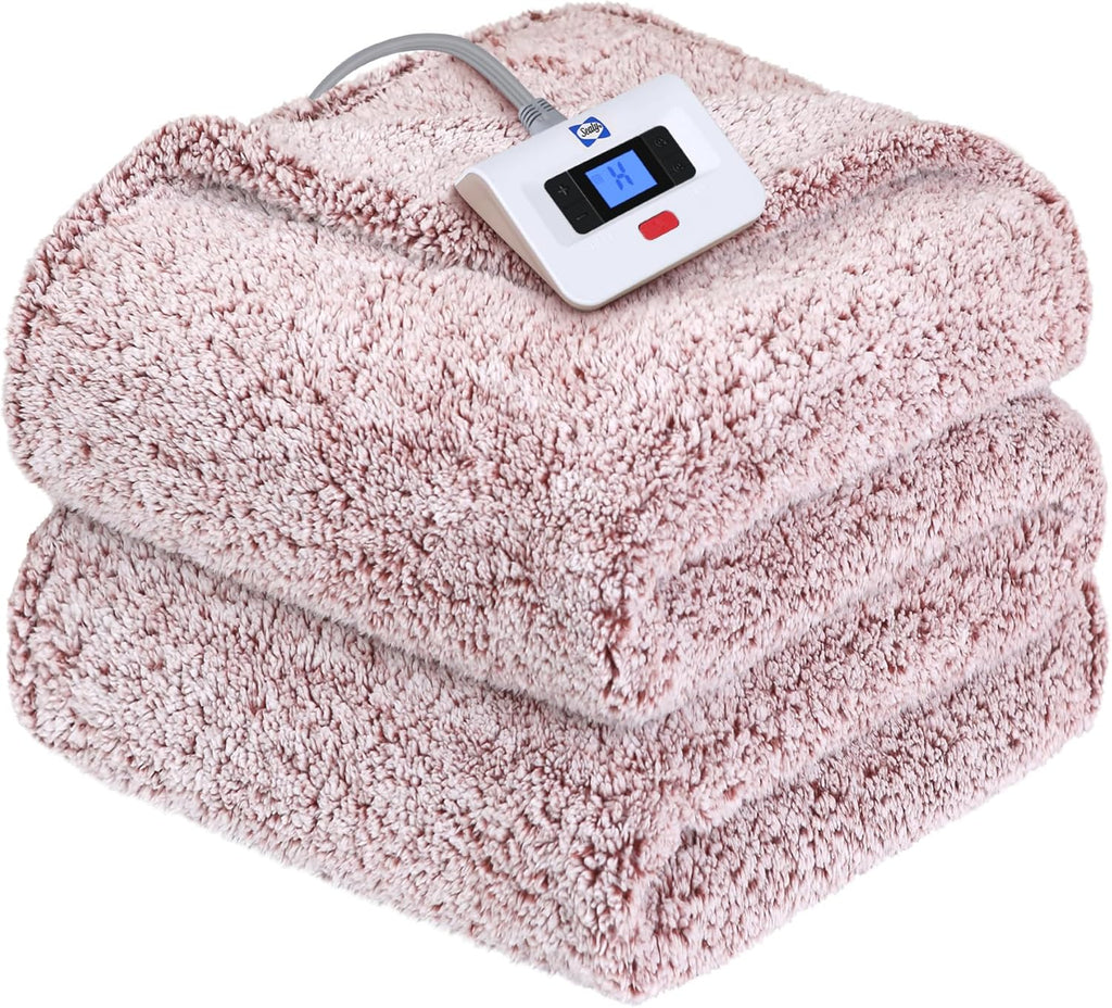 Sealy Electric Blanket Full Size, Soft Sherpa Heated Blanket Single Control with 10 Heating Levels & 1 to 12 Hours Auto-Off Settings Over-Heated Protection 80"x84" Machine Washable, Rust Red