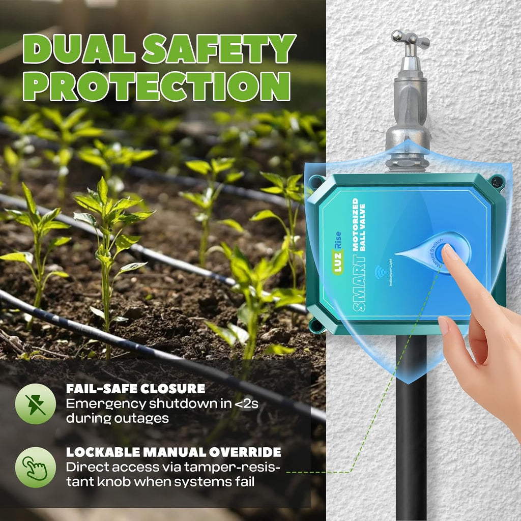 Smart Motorized Ball Valve with Remote Control- Automatic Water Shut-Off, 0-100% Adjustable Flow, Programmable Timer, Real-Time Monitoring (Stainless Steel, DN20 (3/4''))