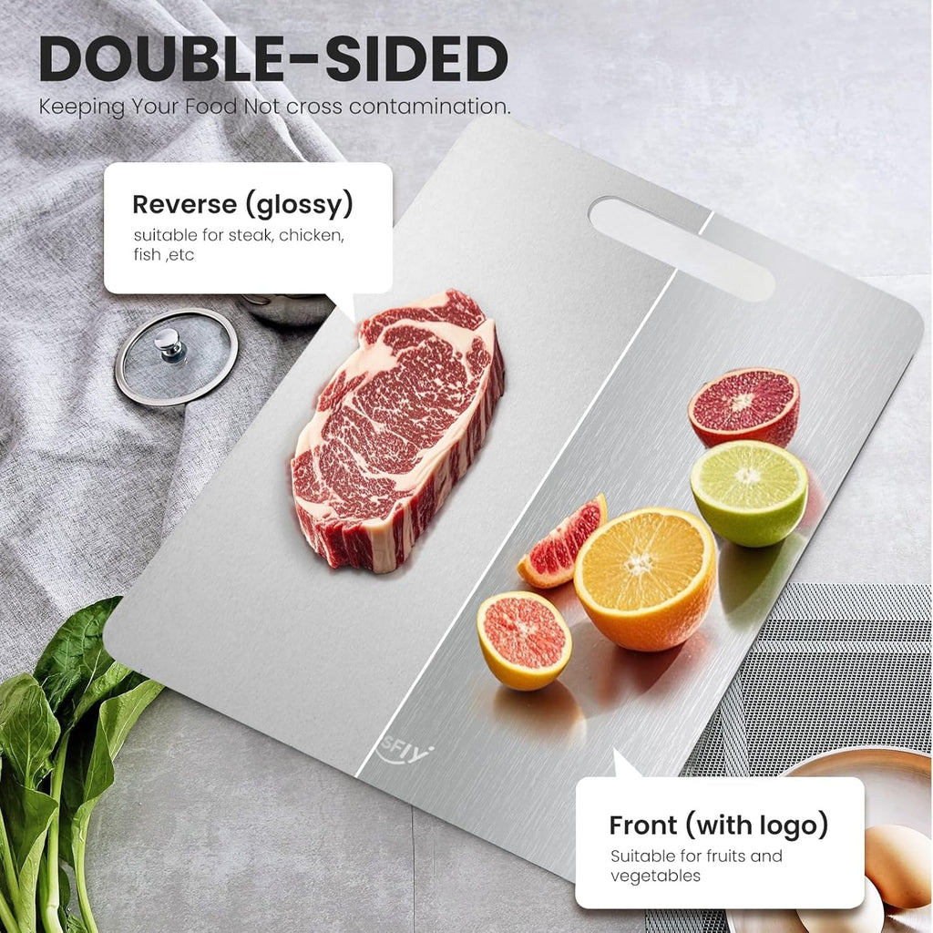 New Titanium Cutting Board -100% Pure Titanium Cutting Boards For Kitche,Easy to clean, Double-sided food-grade Cutting Board For Meats, Fruits And Vegetables (Large)