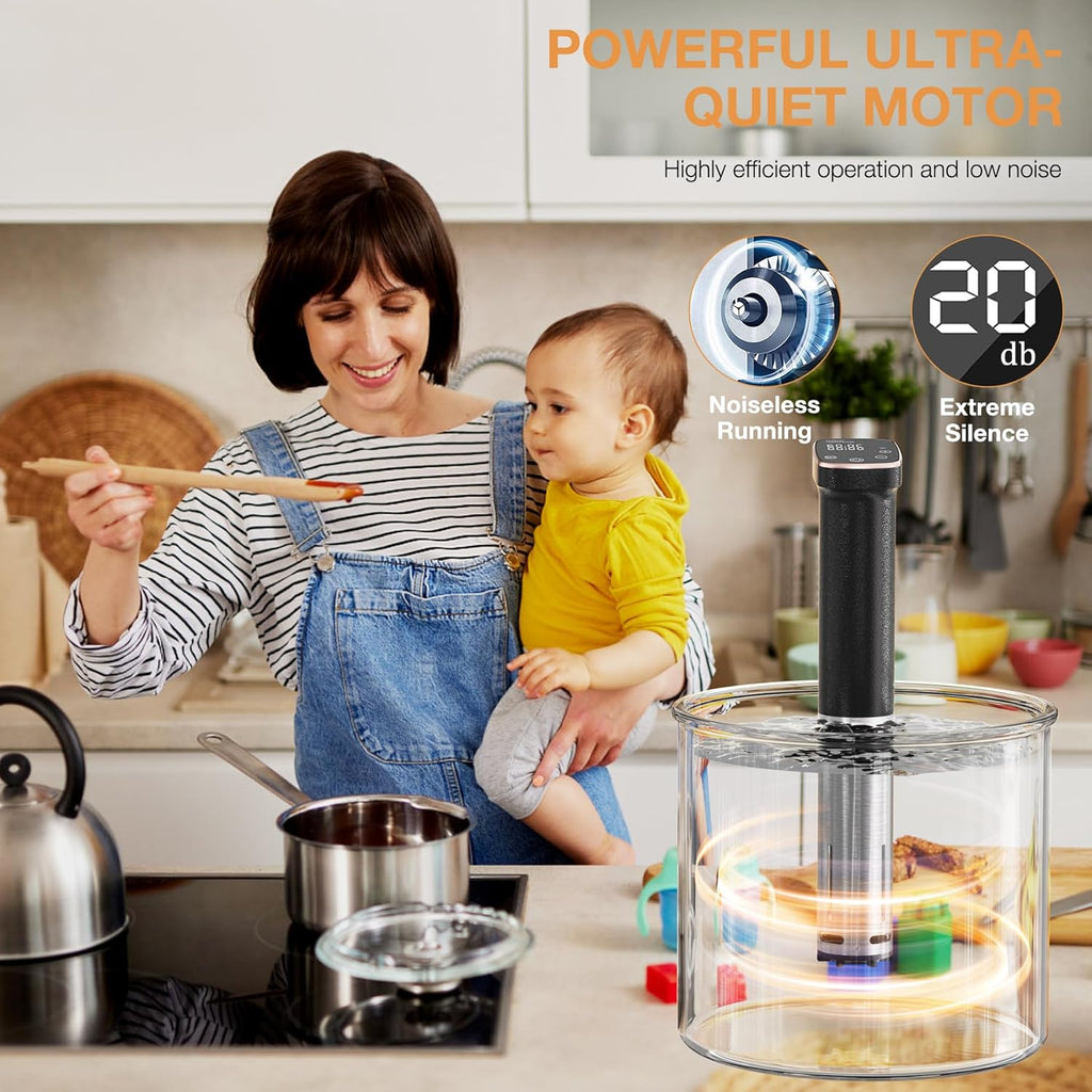 Sous Vide Machine 1100W Sous Vide Cooker, IPX7 Waterproof Immersion Circulator Precisional Cooker with Temperature Control, Digital Timer, Ultra-quiet Working & Fast Heating, Touch Control