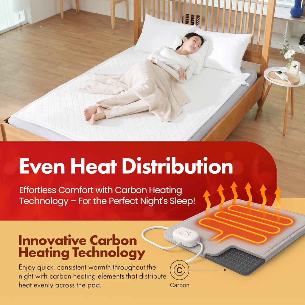 GML Premium Tencel Triple-Layer Heated Mattress Pad, Machine Washable, 15-Hour Auto Shut-Off, 5 Heat Settings, Timer, Smart Controller, Electric Mattress Pad & Bed Warmer - Twin Size, 71x35