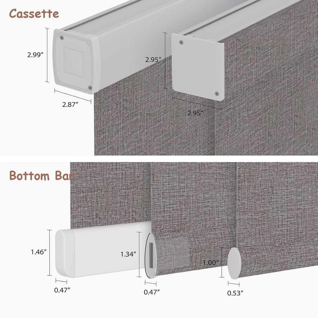 Motorized Roller Blinds with Remote, 100% Blackout Automatic Roller Shades for Bedroom, Bathroom, and Living Room, Customized Size, Carbon Gray