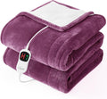 Homemate Electric Heated Blanket Full - 72"x84" Heating Bed Blankets Throw with 10 Heating Levels 8 Hours Auto Off Fast Heating Over-Heated Protection Ultra Soft Warm Flannel ETL Certified Purple
