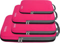 BAGAIL 4 Set/6 Set/8 Set Compression Packing Cubes Travel Accessories Expandable Packing Organizers (Cloth Pattern, 4-Fuchsia)