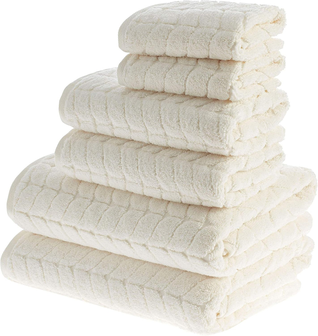 BAGNO MILANO Turkish Bath Towels, Soft Plush Jacquard Luxury Bath Towels, Quick Dry Towel Set (Cream, 4 Pcs Hand Towel Set)