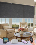 Graywind Smart Coupled Roller Shades Compatible with Alexa Google Custom Size Extra Large Motorized Blinds for Windows(Dark Grey)