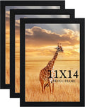 11x14 Picture Frame Set of 3,Wooden Frame 11x14 Wall Gallery Poster Photo frame Black with Durable Shatter Resistant Plexiglass for Wall Mounting Family -friend- wedding best gift