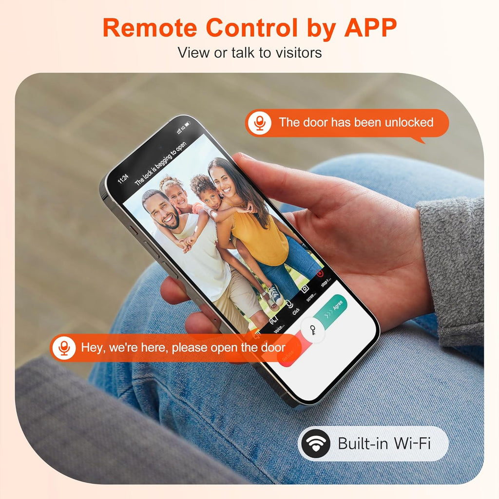 Keyless Entry Door Lock with Camera Electronic Smart Lock Fingerprint Keypad Deadbolt with Code, App Remote Control, Auto Unlock, Wi-Fi Connected, Doorbell for Front Door