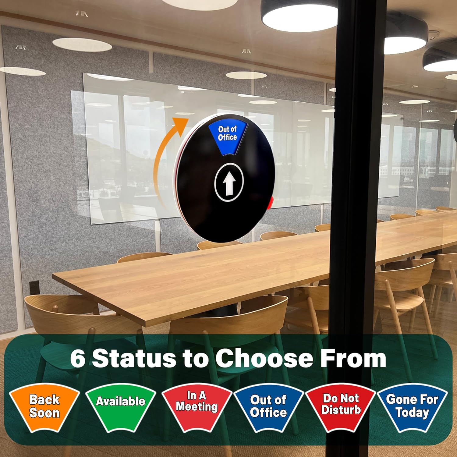 Status Spinner Privacy Signs: 6-in-1 Options - Do Not Disturb, In A Meeting, Gone For Today, Out Of Office, Available, Back Soon - For Office and Home Use