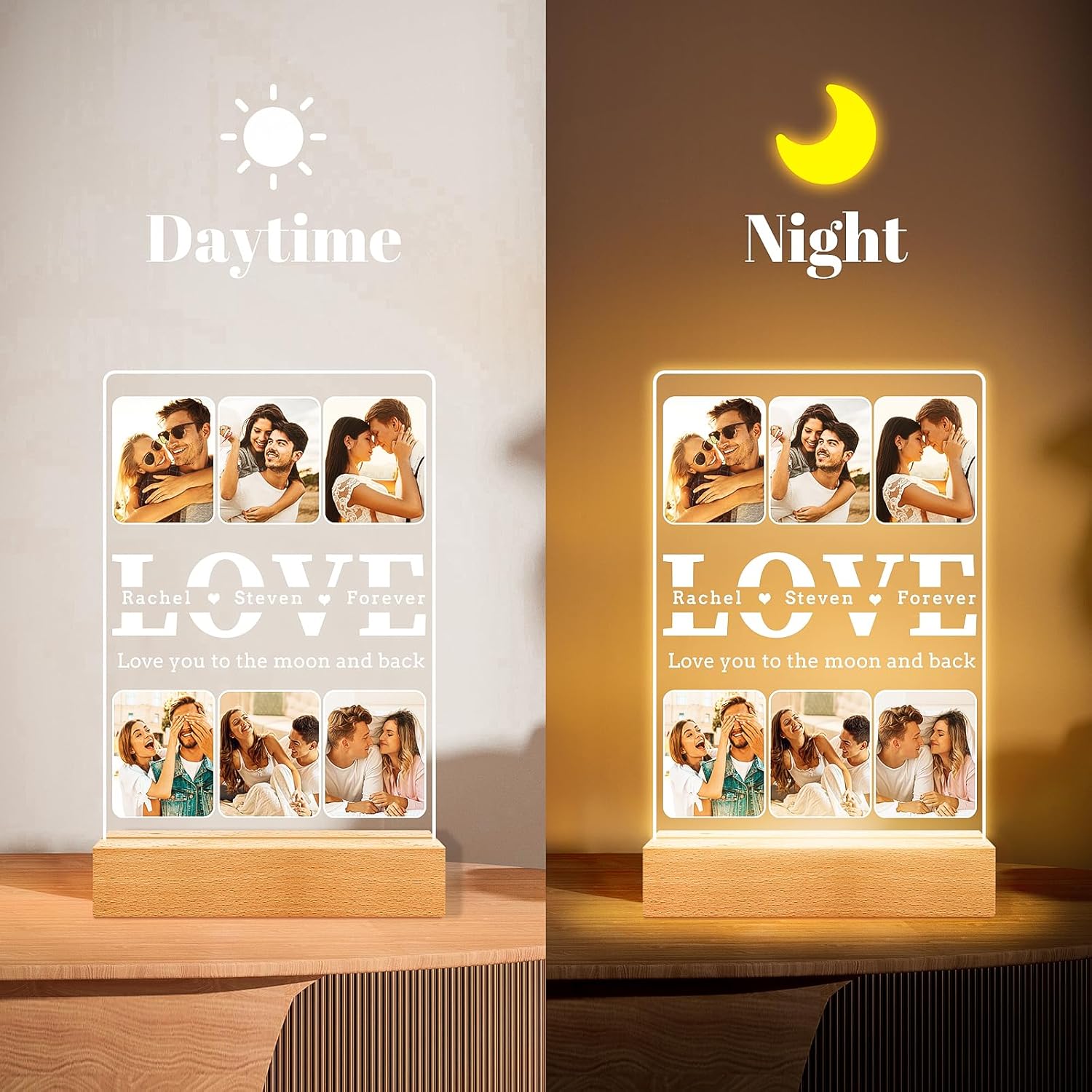 Personalized Anniversary Birthday Gifts for Women Men, Customized Picture Frames, Custom Photo Frame with Photos, Customized Valentines Day Gifts for Him Her Girlfriend Boyfriend