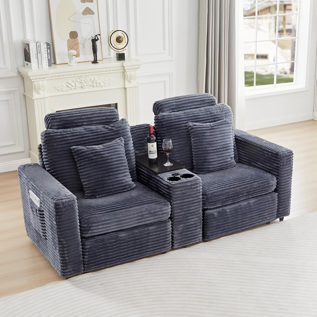 LEVNARY Modular Armless Chair Set of 2, Faux Rabbit Fur Upholstered Single Seat for Sectional Sofa Expansion (Gray)