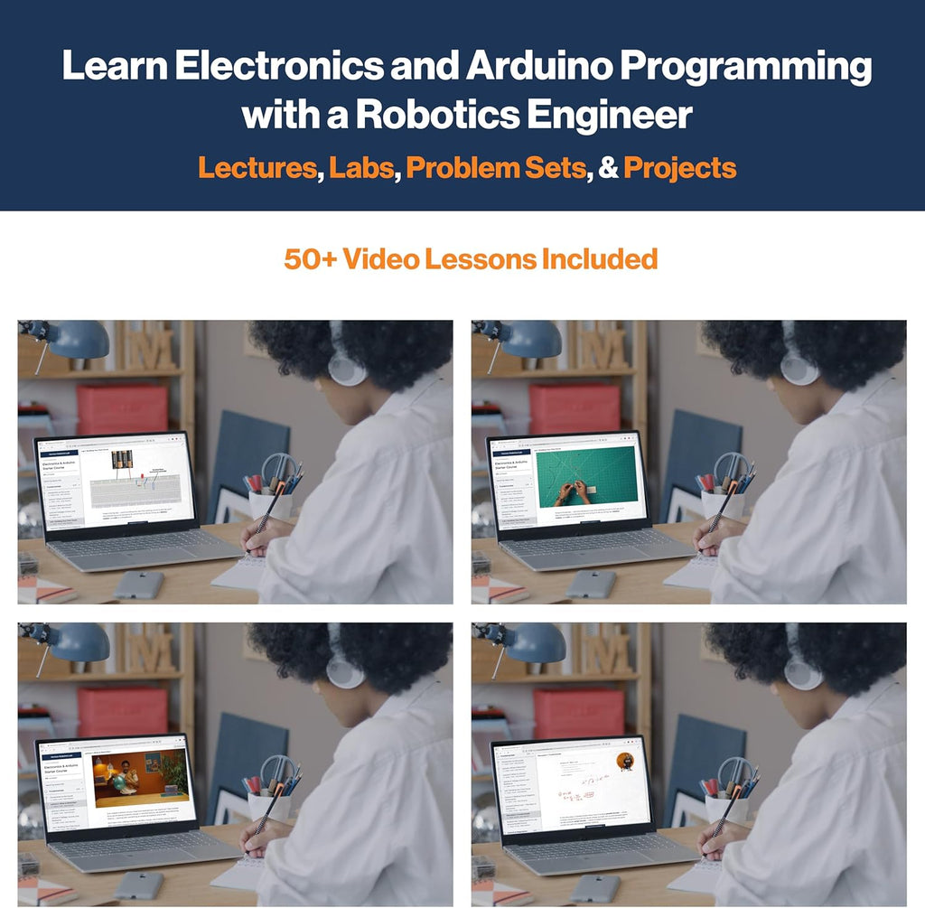 Horizon Uno Electronics Starter Kit with Video Lessons – Arduino-Compatible Board, Sensors, LEDs, Servos & More – Learn Electronics & Coding for Beginners