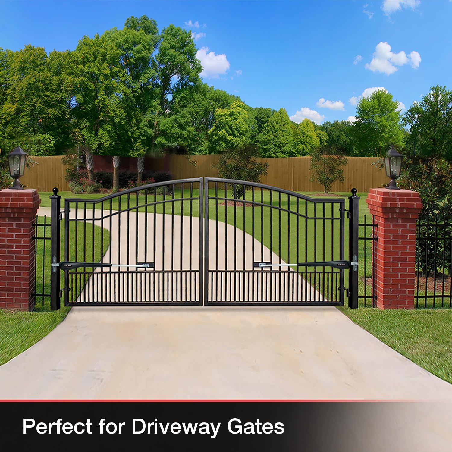 Mighty Mule MM572W HD Dual Arm Gate Openers 12 V Wireless AC/Battery Powered Automatic Gate Opener
