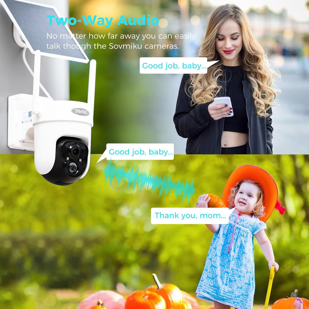 Vicohome 4CQ4G 2K AI Solar Security Camera Wireless Outdoor, Battery Powered Cam, Color Night Vision, Two Way Audio, Motion Detection, Easy to Setup, Audible Flashlight Siren, 180 Days Exchange Policy