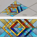 2PCS Fluorescent Light Cover for Ceiling Light Classroom-Stained Glass Patten Magnetic Light Cover Shade Panel,Decorative Film Filter for Reducing Harsh Glare Flicker Home School Office Decorations