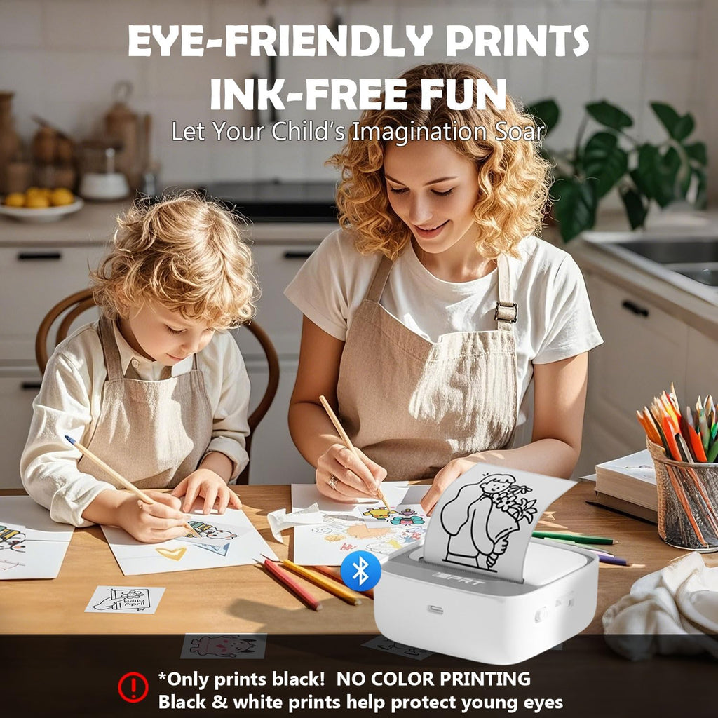 iDPRT S1 Portable Sticker Printer, Mini Thermal Printer with 1 Roll Paper, Bluetooth Inkless Printpods, Pocket Label Maker Suitable for Study Notes, Graphics, Students, Kids Gift, Free App, Grey