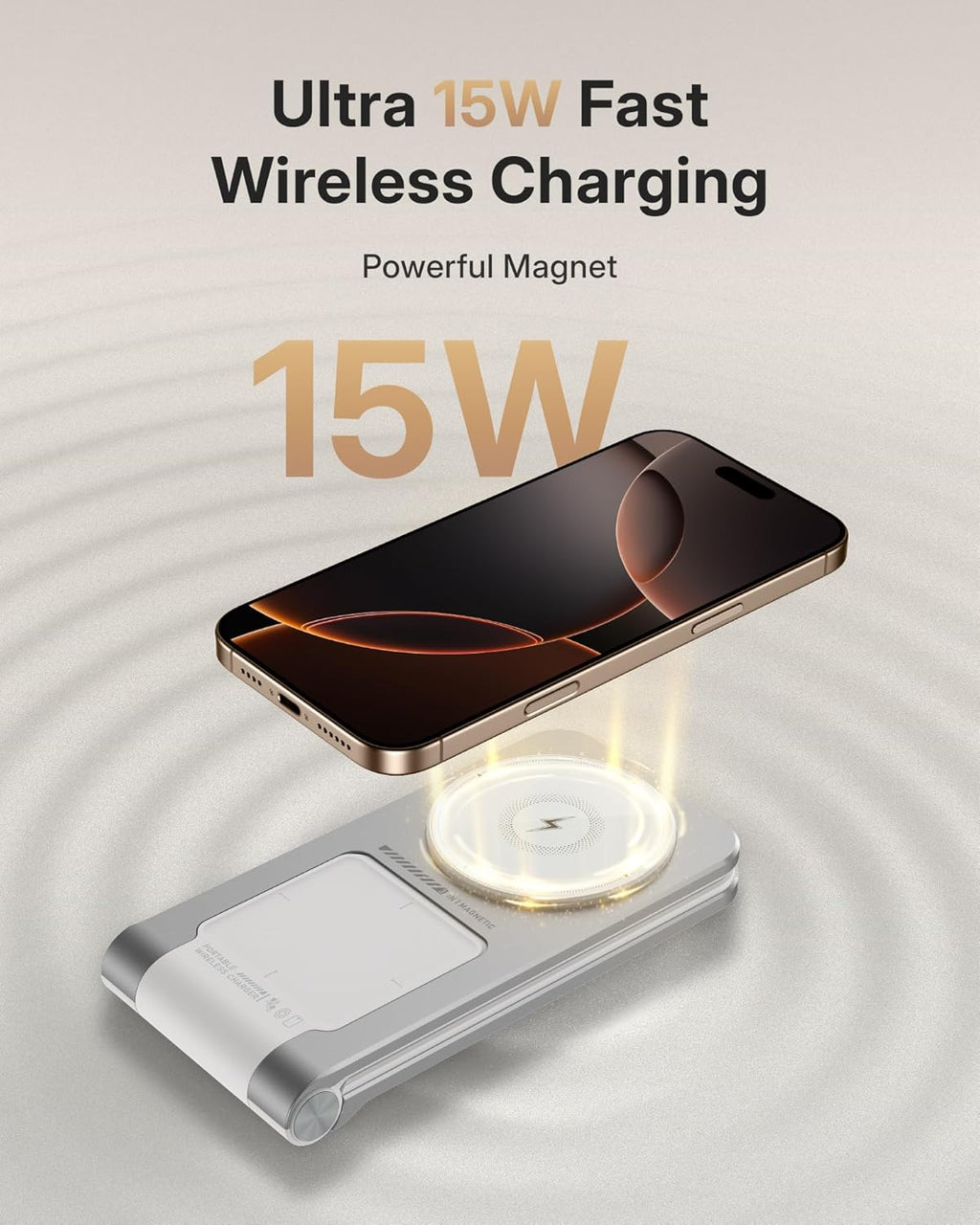 Wireless Mag-Safe Charger Stand for iPhone 17 Pro Max, 3 in 1 Charging Station for Multiple Devices, Metal Foldable Travel Charger for Apple Watch & AirPods, Built-in Retractable USB-C Cable, White