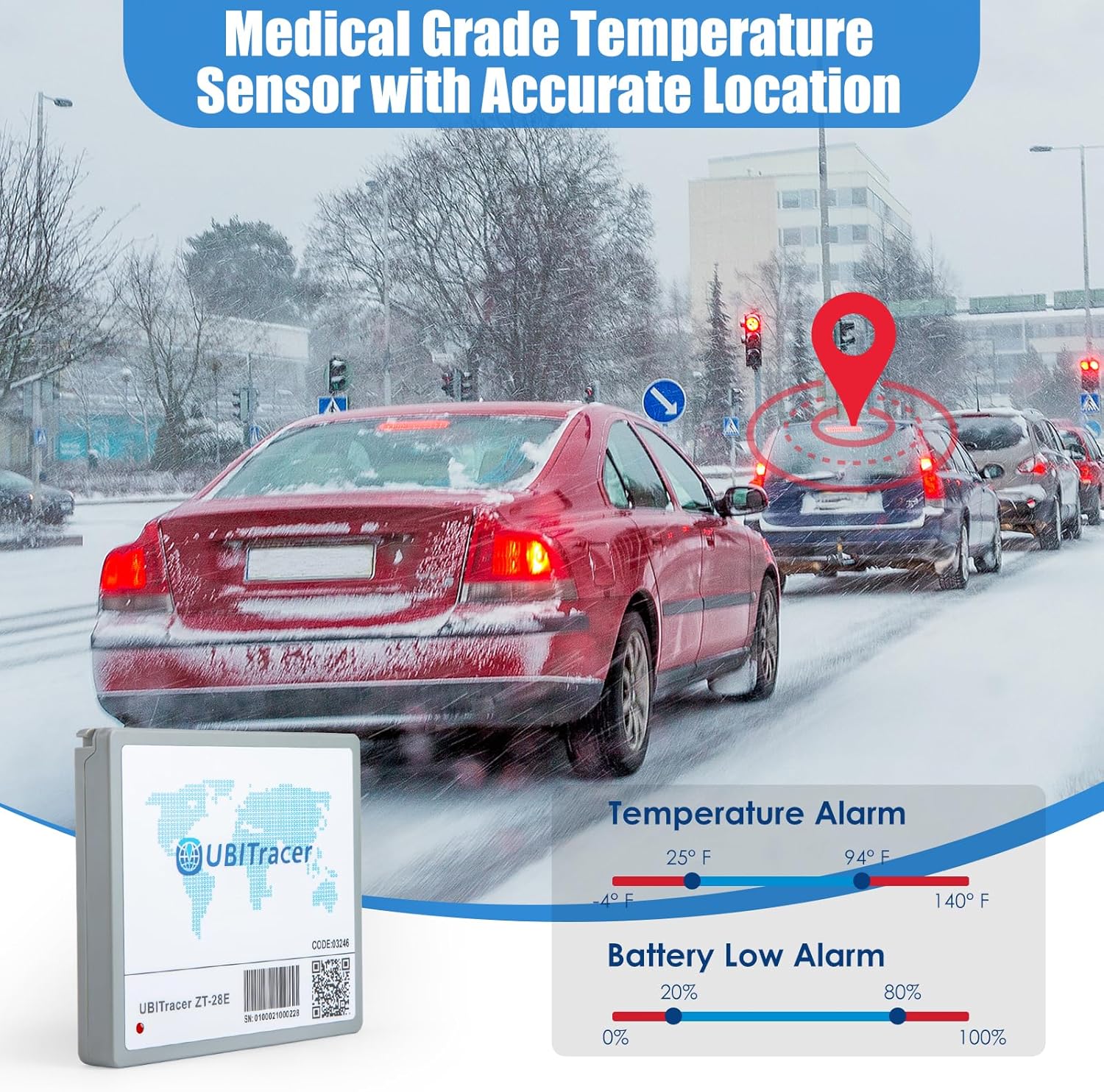 UBITracer Multi-Sensor GPS (Business Edition): Location + Temperature. Up to 5-Year Battery Life. Vehicle Tracker. Monitor Trailer, Equipment, Cold Chain, Pallet. Subscription Required.