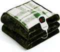 Heated Electric Blanket Twin Size - 62"x84" Flannel Heating Blanket with 10 Heating Levels & 5 Time Settings Over-Heat Protection, Winter Warmer for Adults with ETL Certification（Green）