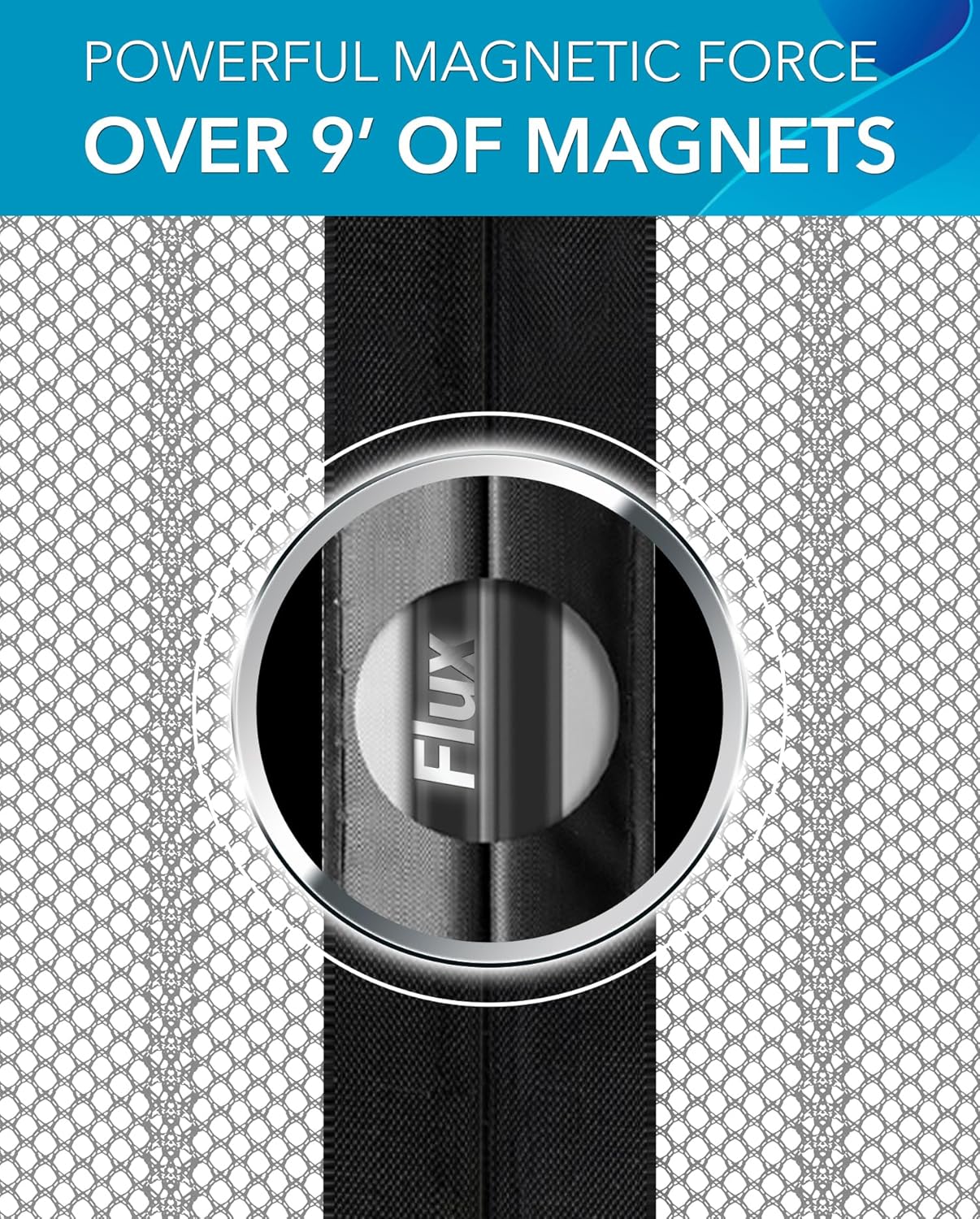 Flux Phenom Magnetic Screen Door Mesh 38x82 Inch – Easy Install, Strong Magnet Strength, Self-Sealing Mesh, Pet Tested, Hands-Free Entry, Doors Screen Magnetic Closure, Keeps Bugs Out - Gray