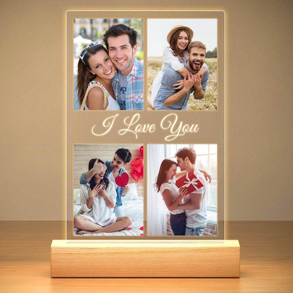 Custom Picture Frame with Photo, Customized Picture Frames with Night Light, Custom Photo Frame, Personalized Valentines Day Gifts for Her Him Women Men