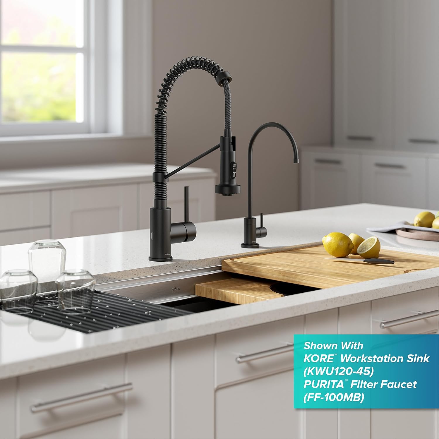KRAUS Bolden Touchless Sensor Commercial Style 2-Function Single Handle Pull Down Kitchen Faucet in Matte Black, KSF-1610MB