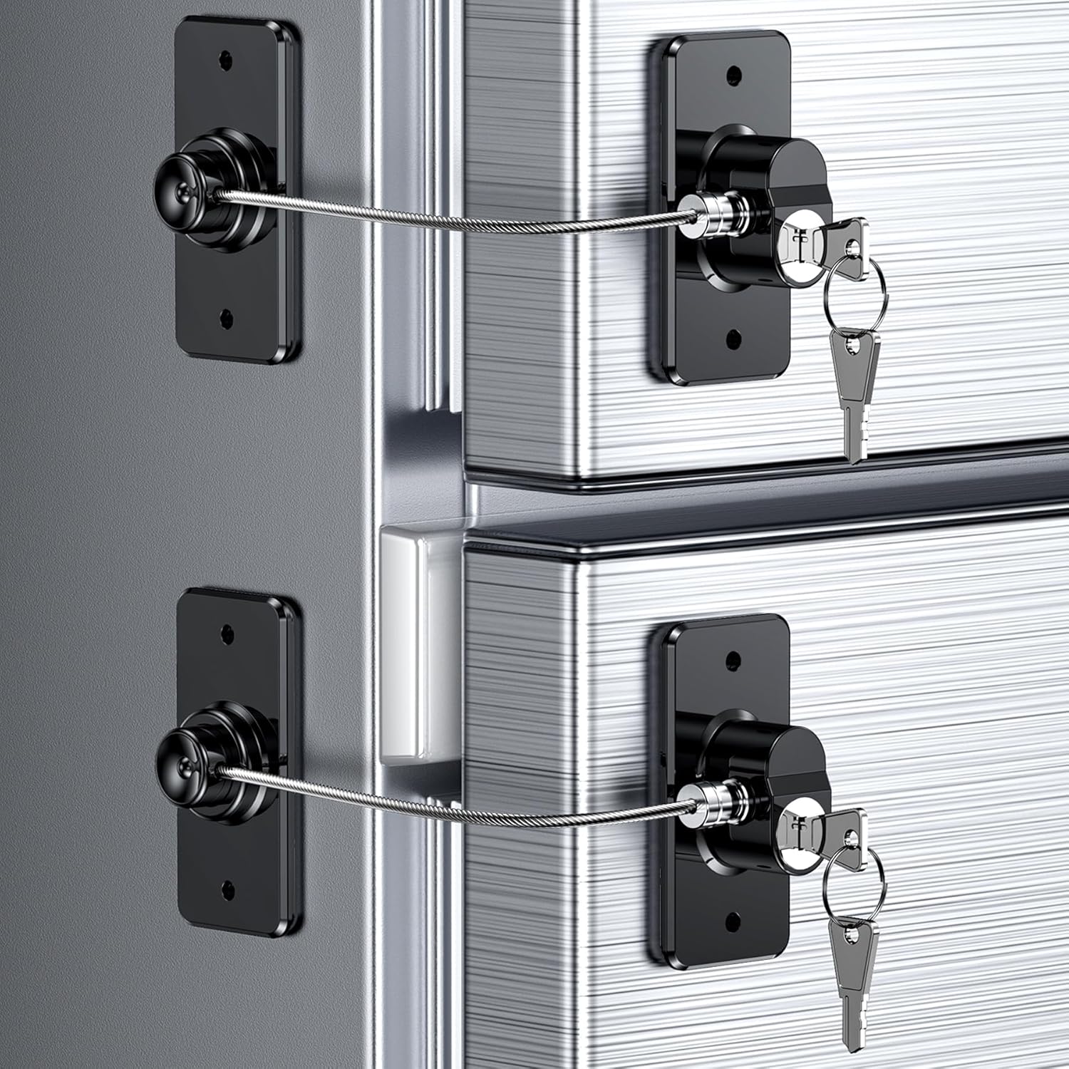 2 Pack Refrigerator Door Lock with Adhesive, No Tools Required, Child Proof Fridge Door Lock for Kids and Pets, Self Adhesive Latch for Freezer, Cabinets, Drawers, Windows (Patent)