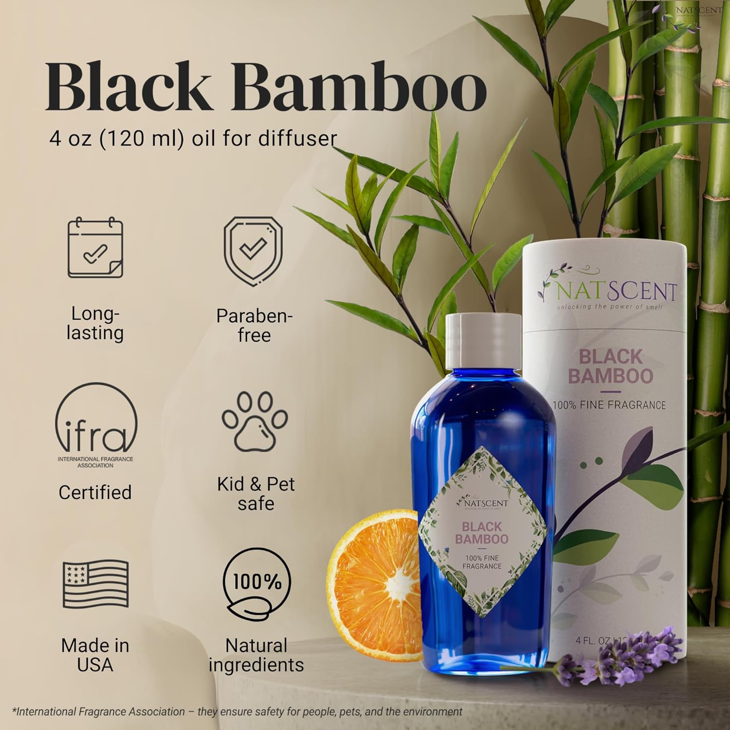 Black Bamboo Essential Oils for Diffusers for Home, Nature-derived Bamboo Essential Oil, Long-Lasting & Family-Friendly Diffuser Oils Scents, IFRA Certified, Cold Air & Ultrasonic - 4 oz