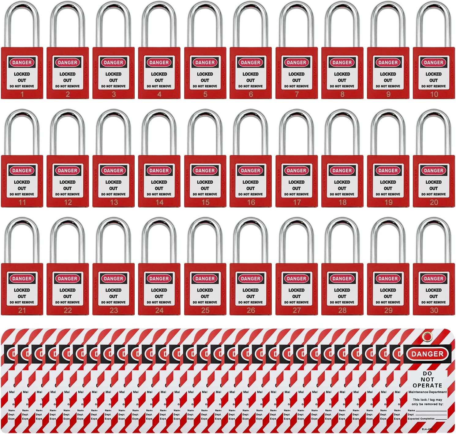 Lockout Tagout Locks, Safety Padlock, Loto Locks Keyed Differently Lock Out Tag Out 30 pcs Safety Padlocks Plastic with 30 Lockout TagOut Tags Red