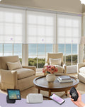Graywind Smart Coupled Roller Shades Compatible with Alexa Google Custom Size Extra Large Motorized Blinds for Windows(5% Openess White)