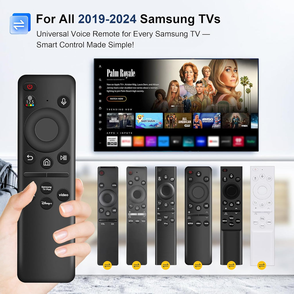 Rechargeable Voice Remote for Samsung Smart TVs, Replacement for 2021–2025 Samsung TV Remote Control with Solar Charging and Voice Search, Compatible with BN59-01432A