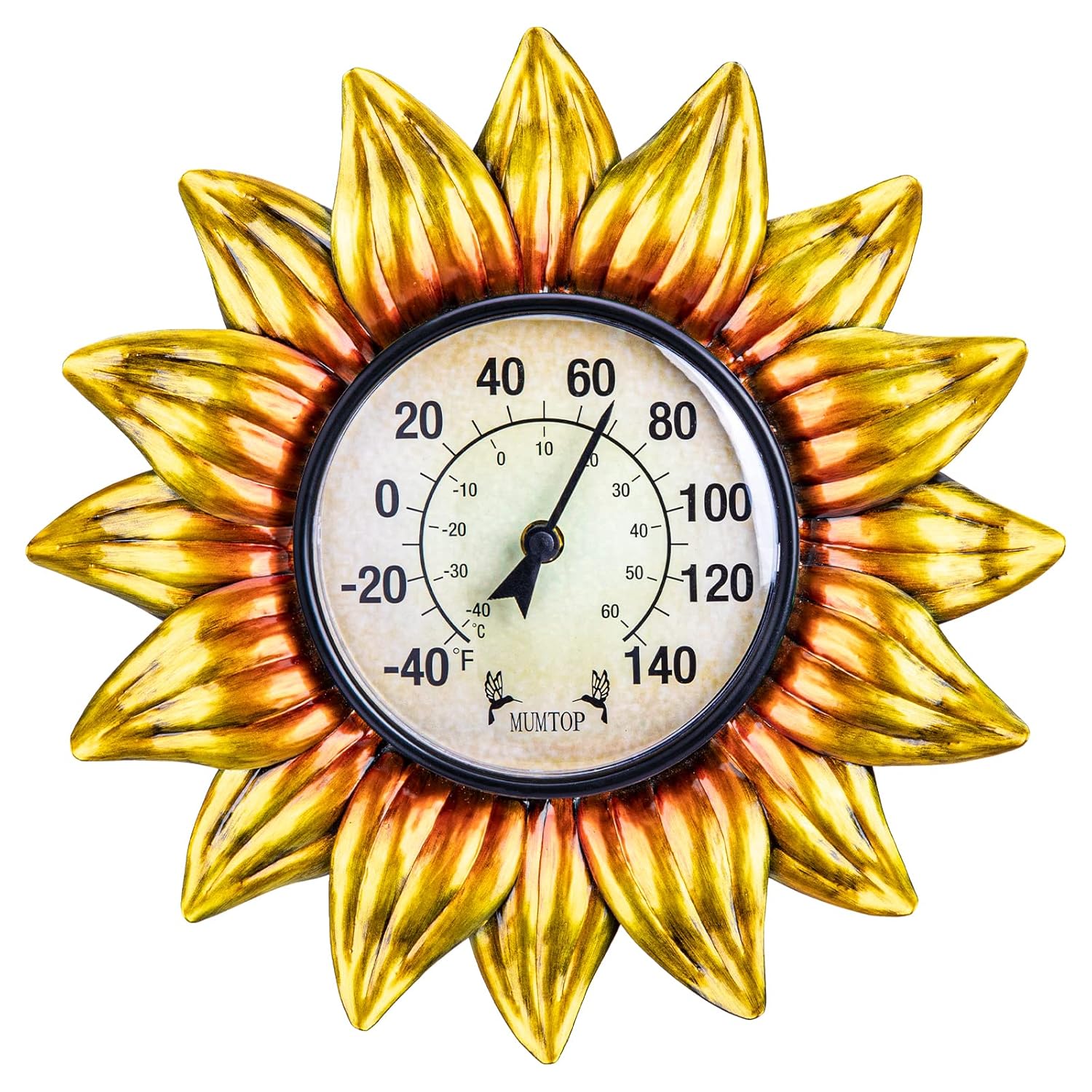 MUMTOP Outdoor Thermometers for Patio - Indoor Outdoor Thermometer, Sunflower Wall Thermometer Wireless for Garden Home Decor