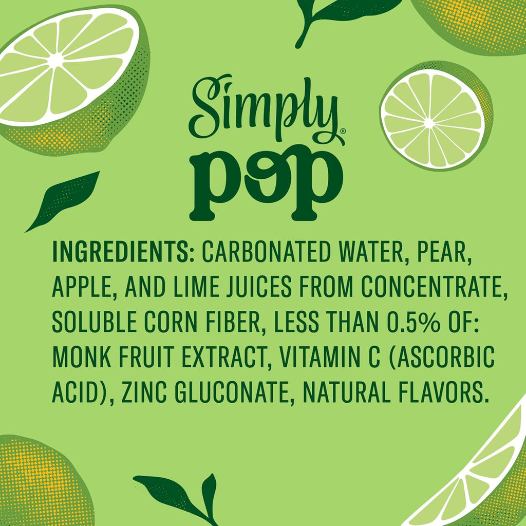 Simply POP Prebiotic Soda Lime Cans, 12 fl oz, 12 Pack