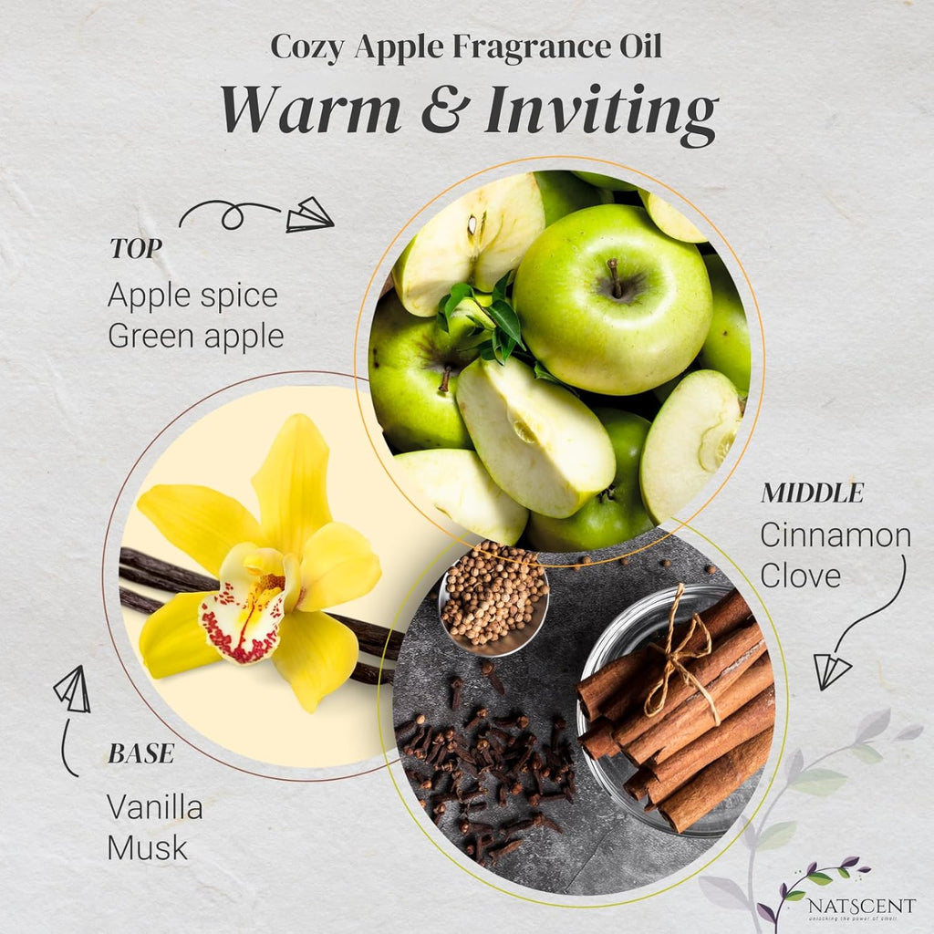 Cozy Apple Essential Oils for Diffusers for Home, Nature-derived Fall Essential Oils, Long-Lasting & Family-Friendly Diffuser Oils Scents, IFRA Certified, Cold Air & Ultrasonic - 4 oz