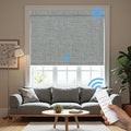 Motorized Roller Blinds with Remote, 100% Blackout Automatic Roller Shades for Bedroom, Bathroom, and Living Room, Customized Size, Nightfall Gray