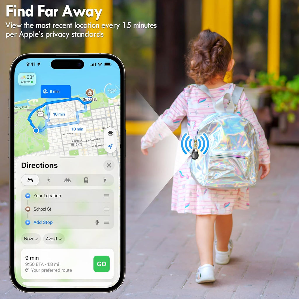 GPS Tracker for Kids hidden 4pack, Security Tag with Pins Works with Find My (iOS only), Lost Mode, Anti-Removal Tracking Device for Children, Elderly, Pets, Backpack, No Monthly fee (Not for Android)