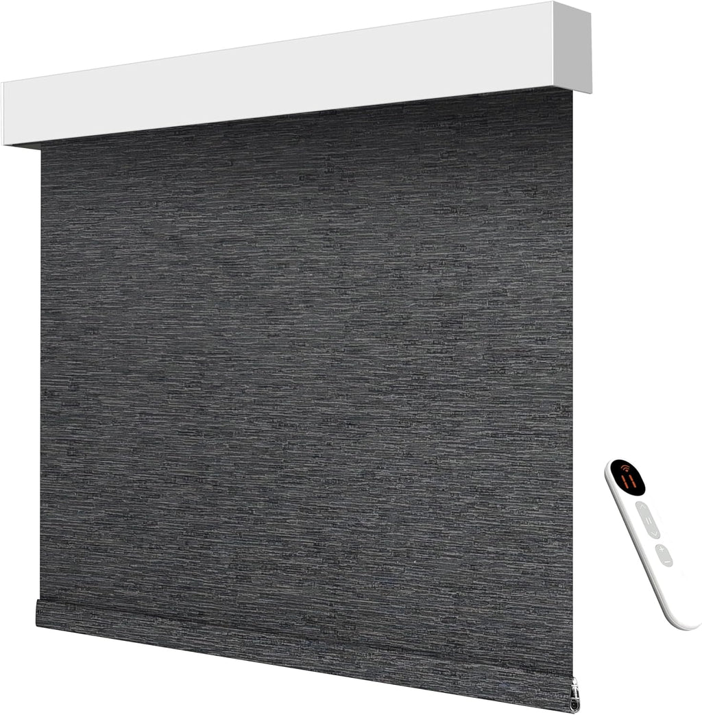 Smart Motorized Blinds – 100% Blackout Roller Shades with Remote, Alexa/Google Home/Siri Control, Matter Compatible, Wireless Rechargeable Battery, Custom Sizes for Windows & Sliding Doors