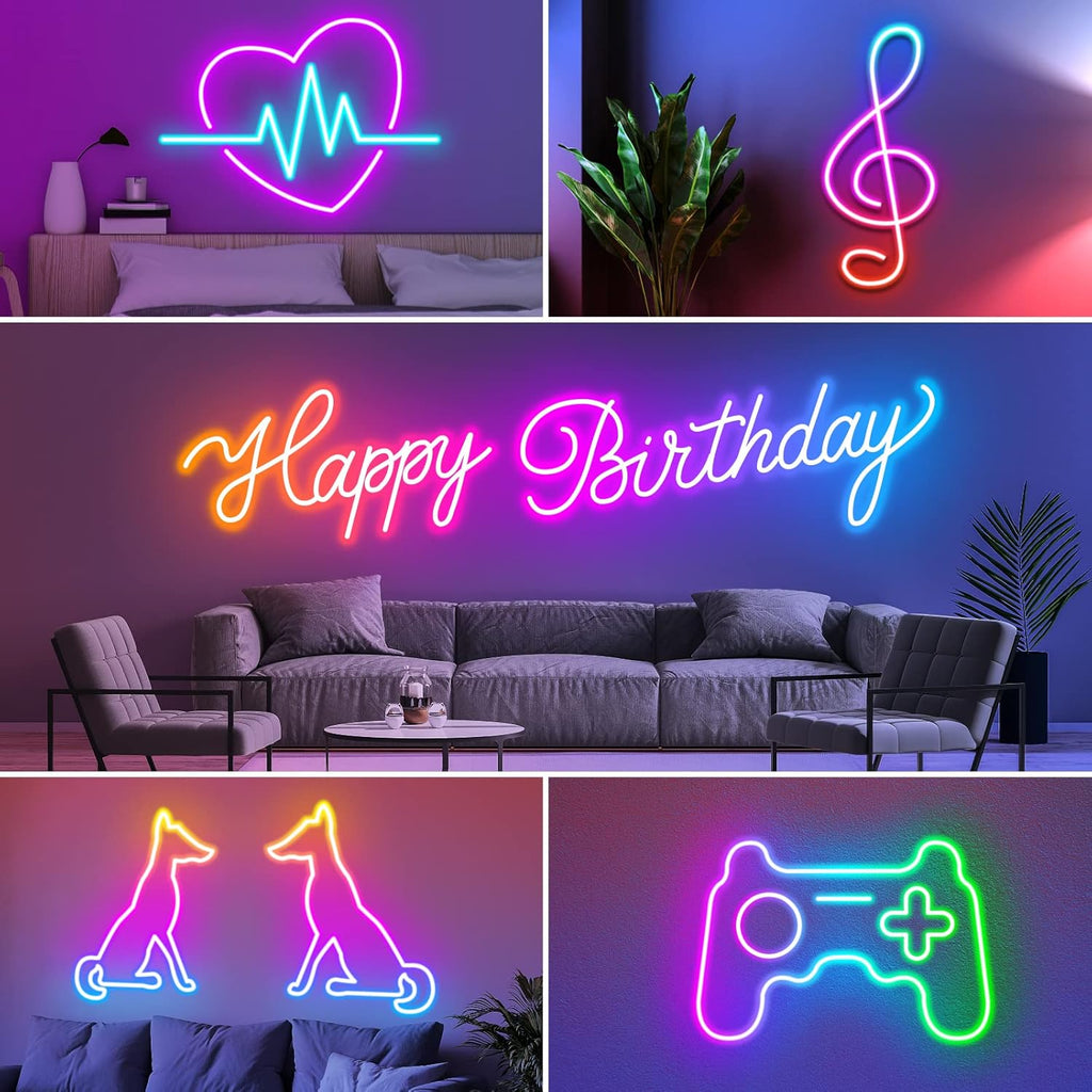 AILBTON 16.4Ft Neon Rope Lights,Flexible Led Rope Lights Control with App/Remote,Multiple Modes Rope Lights,IP65 Outdoor RGB Led Neons Lights,Music Sync Gaming Led Neon Light Strip for Bedroom Decor