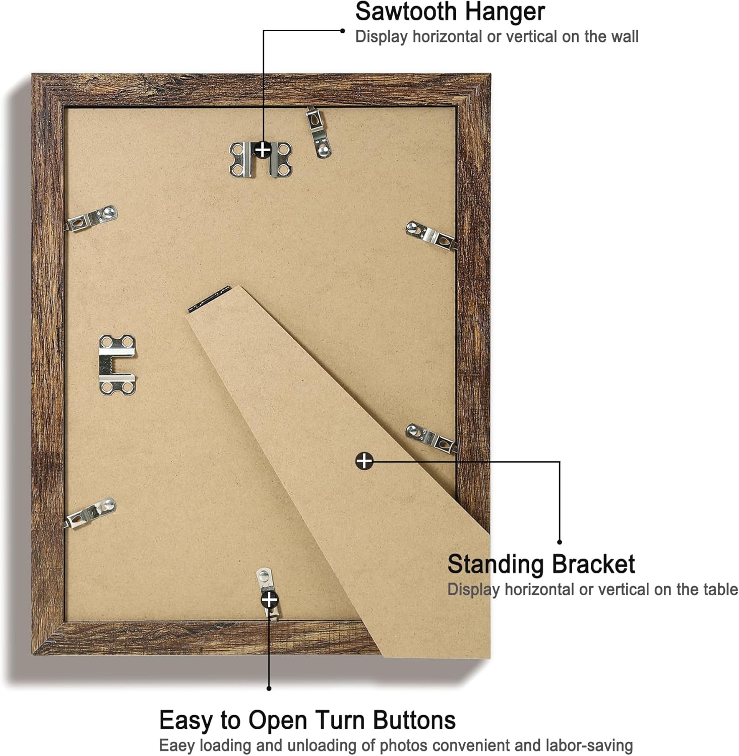 iRahmen 9x12 Picture Frame Set of 4 with Tempered Glass, Wooden Rustic Frame Display 6x8 Pictures with Mat or 9 x 12 Without Mat, Photo Frame for Wall Mount and Tabletop Display