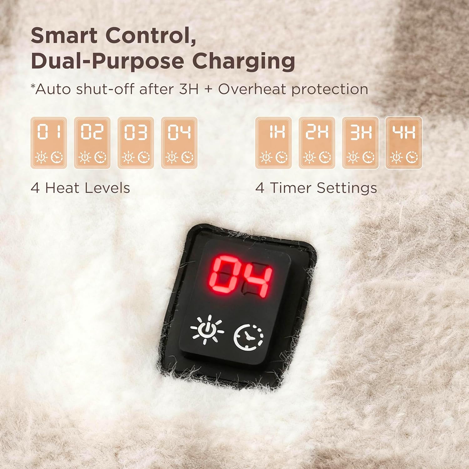 Bedsure Cordless Heated Wearable Blanket Hoodie - Faux Cashmere Electric Blanket with 20000mAh Battery Pack, Portable USB Heated Throw, Gifts for Women, 4 Heat Levels & 4 Timers, 22"x43", Brown Plaid