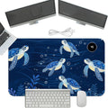 Heated Mouse Pad with 3 Temperature Settings(104°F–122°F),Large 24x14.2 Inch PU Leather Heated Desk Mat,Waterproof Warming Pad for Office,Gaming & Cold Hands Relief,Blue Sea Turtle