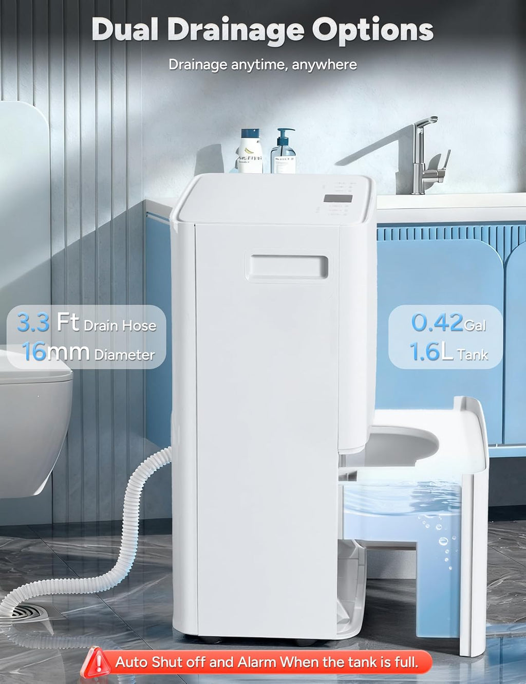 Dehumidifier for Home Basement 34 Pints Max - 2500 Sq.Ft 54 OZ Water Tank Dehumidifier with Drain Hose Smart App-Controlled Dehumidifiers for Basement Bedroom Bathroom Large Room