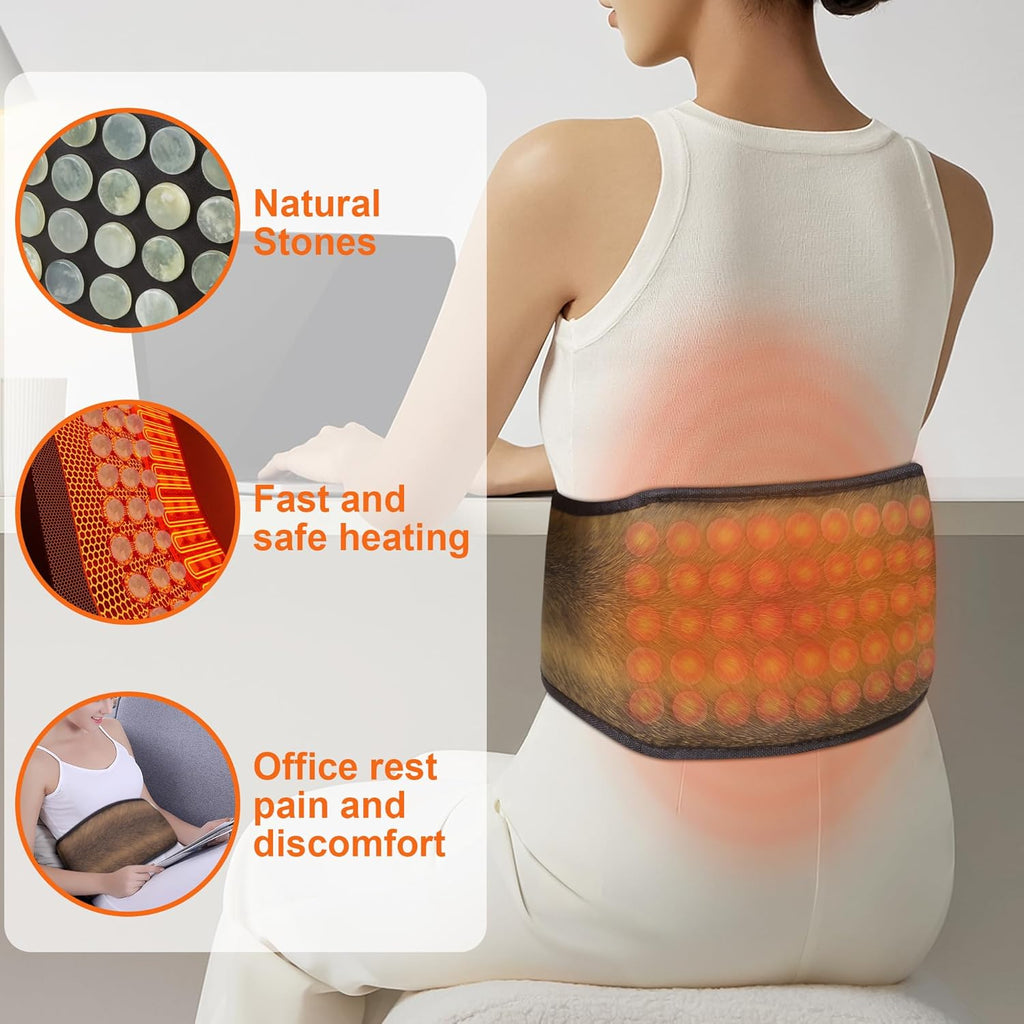 Infrared Heating Pad, Far Infrared Natural Jade Heating Pad, Auto Shut Off, Adjustable Temperature, Gifts for Women/Men/Dad/Mom (Brown, Belt28)