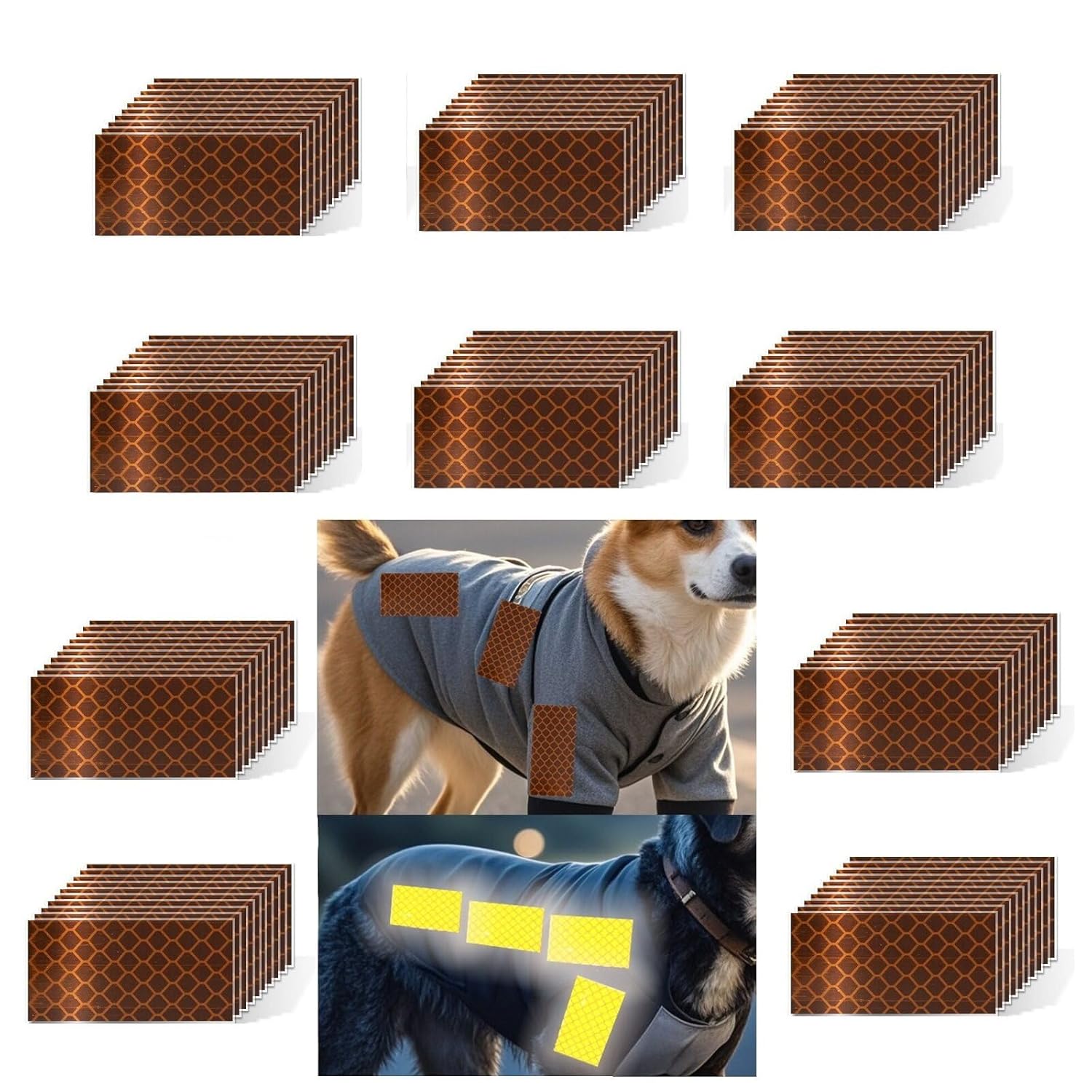 Non Fading Brown Reflective Stickers 1 inch X 2 inch, Outdoor Waterproof High Visibility Warning Safety Adhesive Reflector Tape (100 Pcs)